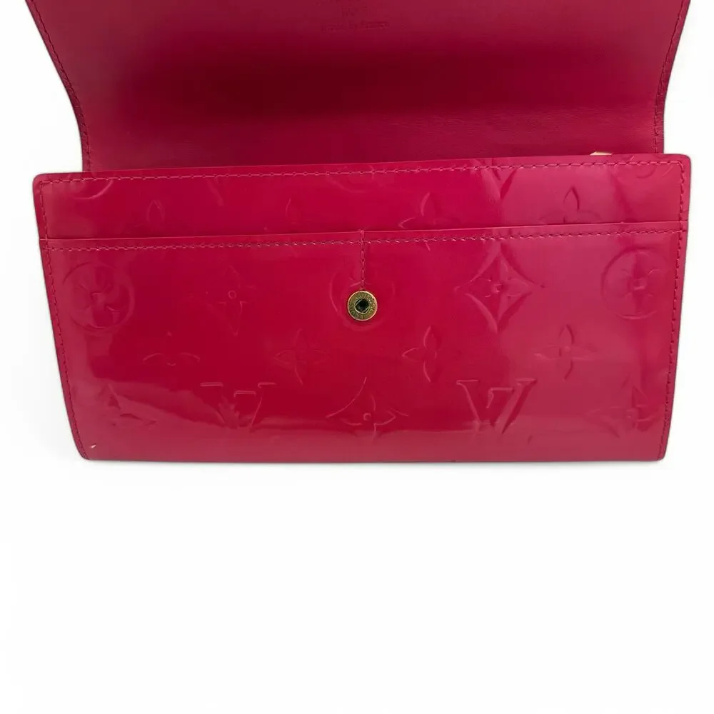 Louis Vuitton Monogram Vernis Sarah Wallet Rose Pop Pink. Authentic COA Included
